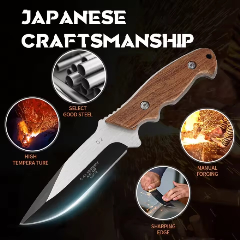 Bushcraft Knife Fixed - 1PC Stainless Steel Kitchen Knife High