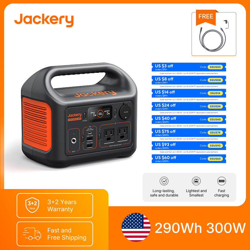 Solar Emergency Charger - Jackery Portable Power Station Explorer 300New