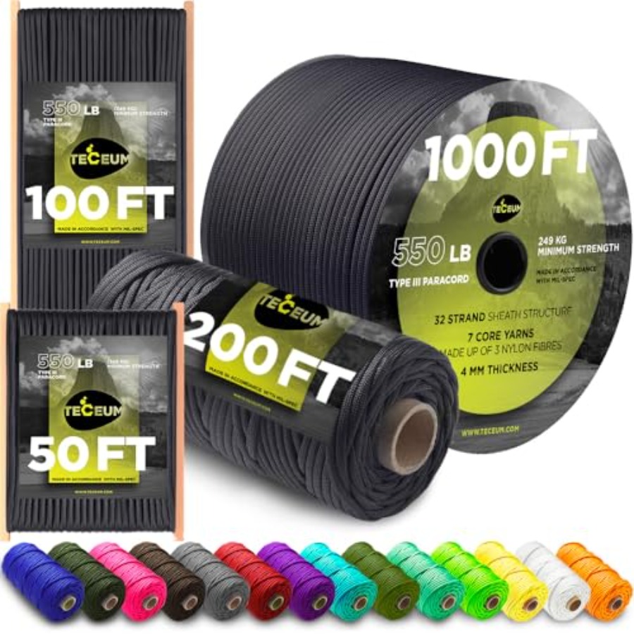 Para Cord 1000Ft - Paracord Type III 550 Basalt 1000