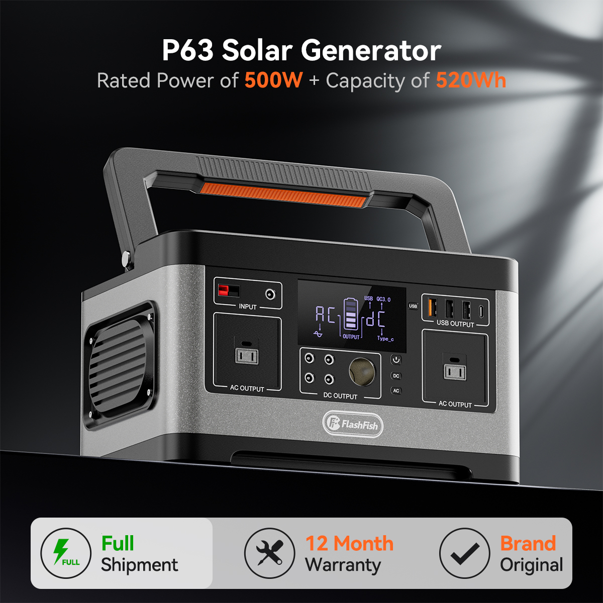 Solar Emergency Charger - FF FlashFish P63 Portable Power Station