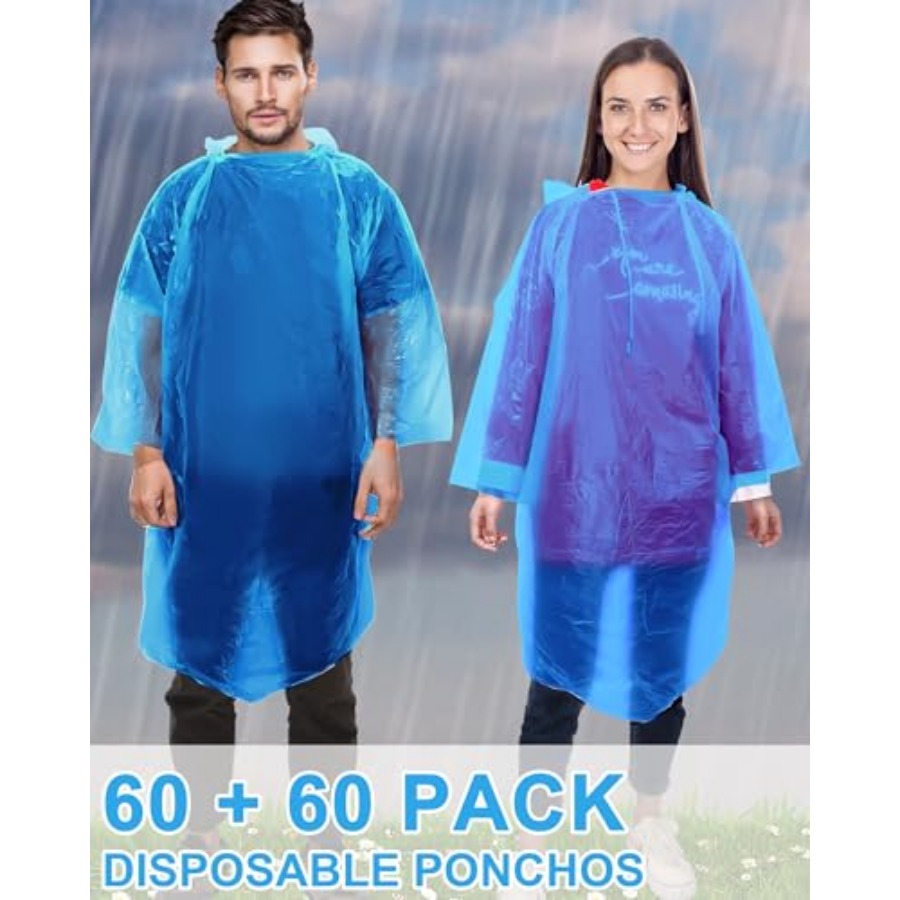 120 Pack Disposable Rain Ponch - Emergency Poncho Rain 评论和价格