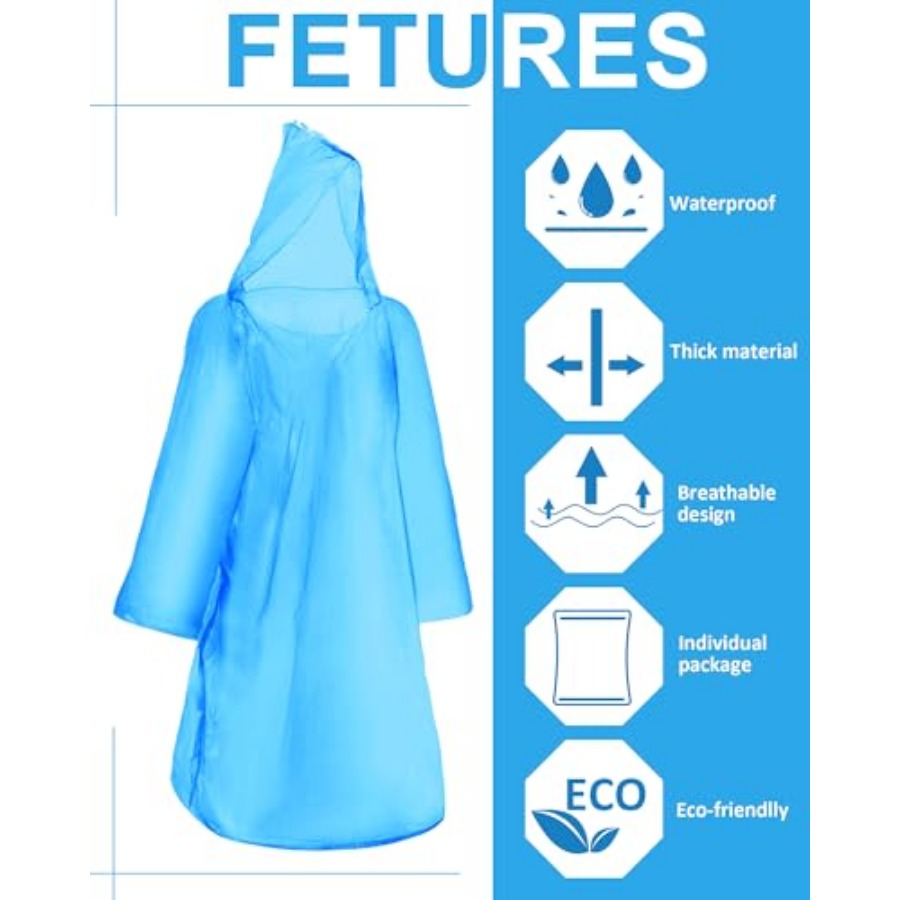 120 Pack Disposable Rain Ponch - Emergency Poncho Rain 评论和价格