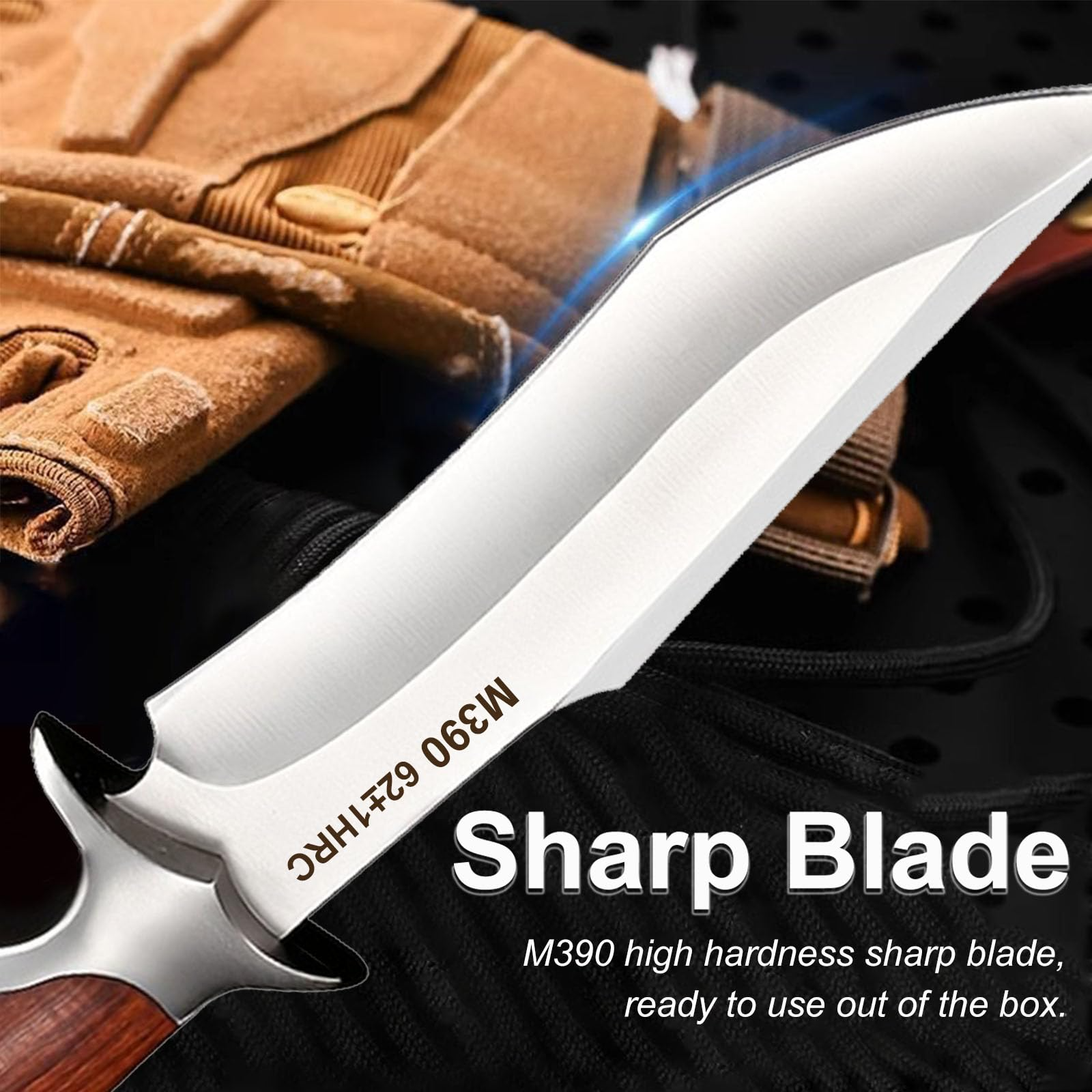 Outdoor Pocket knife M390 stee - Bushcraft Knife Fixed 评论和价格