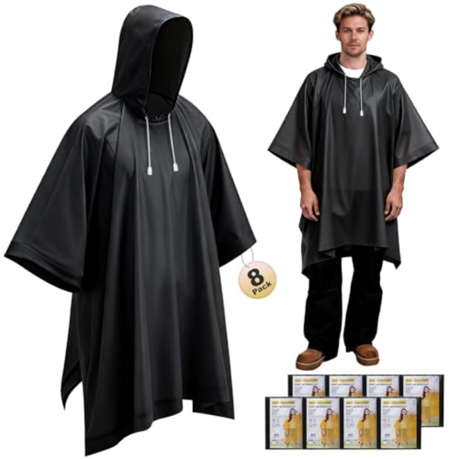8 Pack Hooded Rain Ponchos for - Emergency Poncho Rain 评论和价格