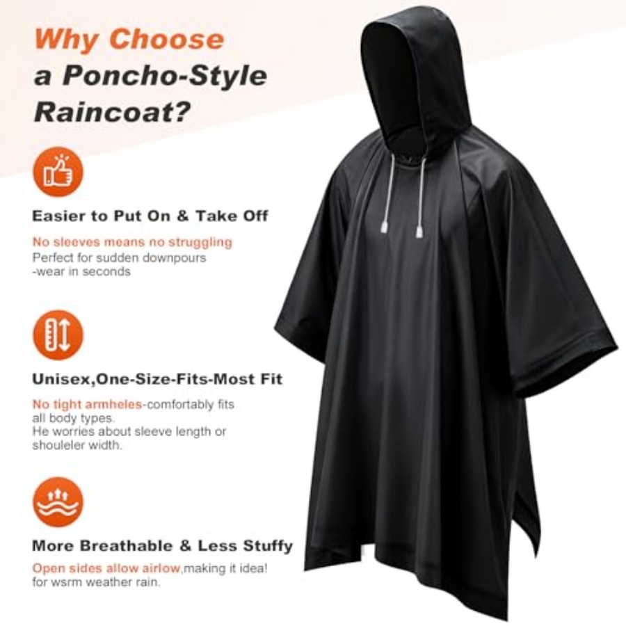 8 Pack Hooded Rain Ponchos for - Emergency Poncho Rain 评论和价格
