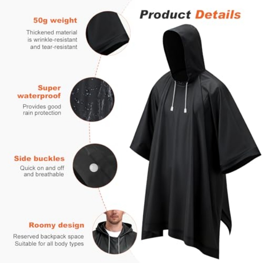 8 Pack Hooded Rain Ponchos for - Emergency Poncho Rain 评论和价格