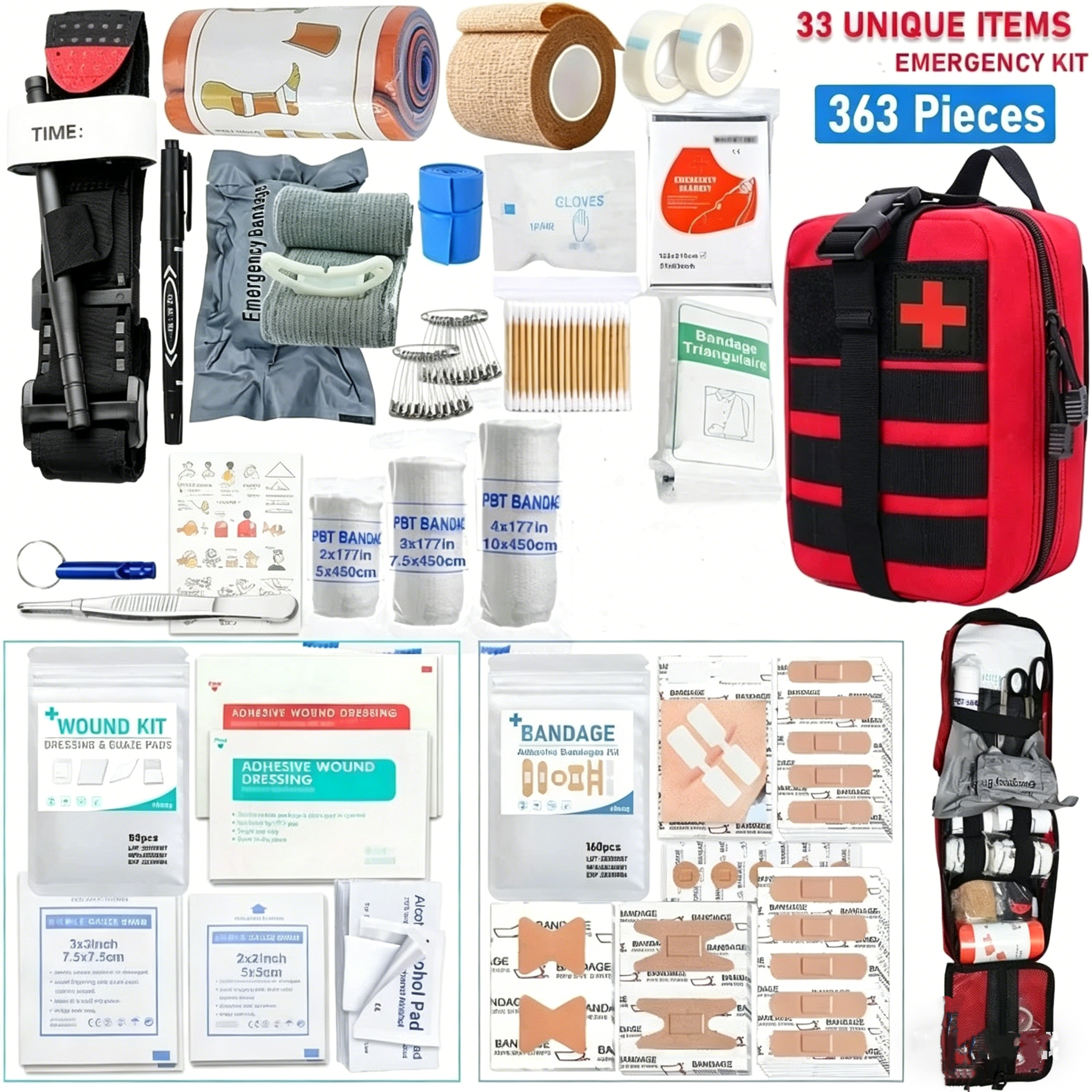 363pcs First Aid Kit Bag All P - Bivy Bag Emergency 评论和价格