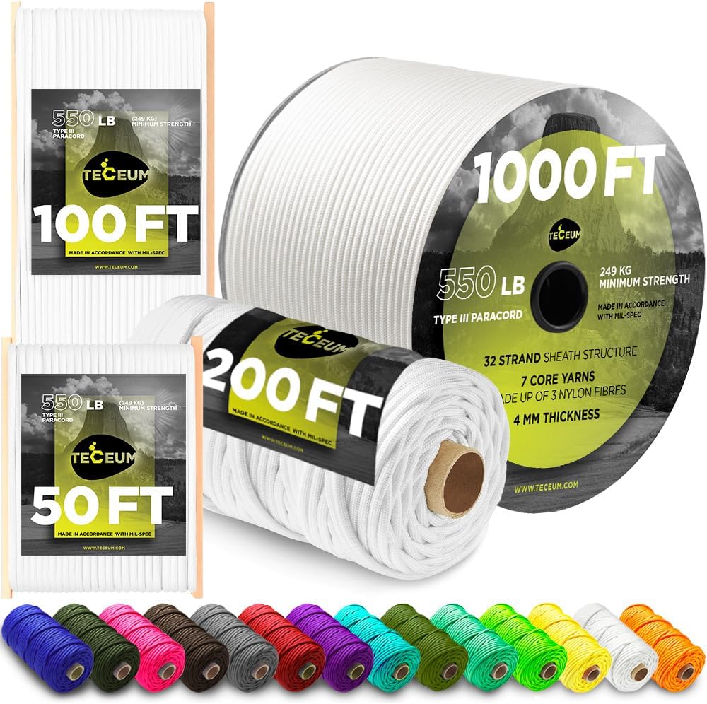 Paracord Type III 550 White 10 - Para Cord 1000Ft 评论和价格