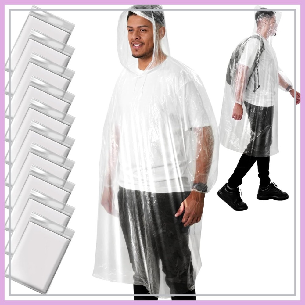 Disposable Rain Poncho for Adu - Emergency Poncho Rain 评论和价格