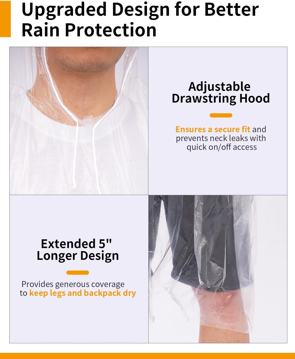 Extra Long Rain Ponchos for Ad - Emergency Poncho Rain 评论和价格