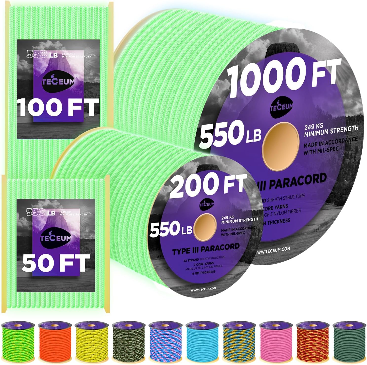 Reflective Paracord Rope 1000f - Para Cord 1000Ft 评论和价格