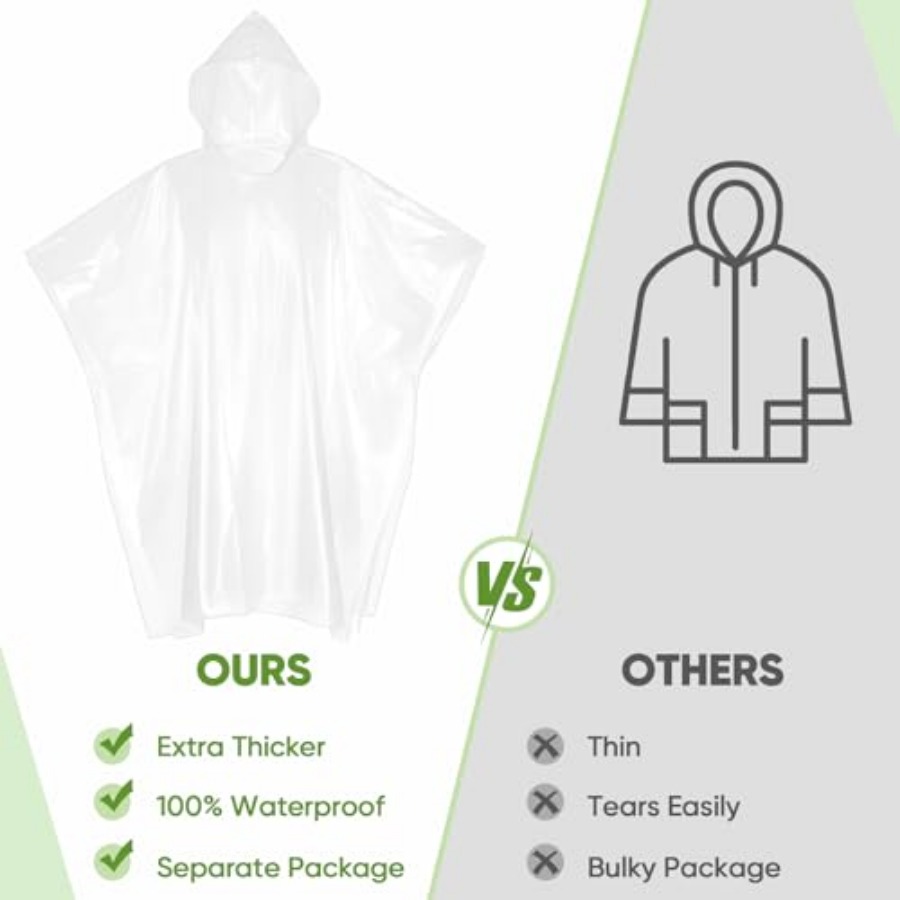 APEXUP Disposable Rain Ponchos - Emergency Poncho Rain 评论和价格