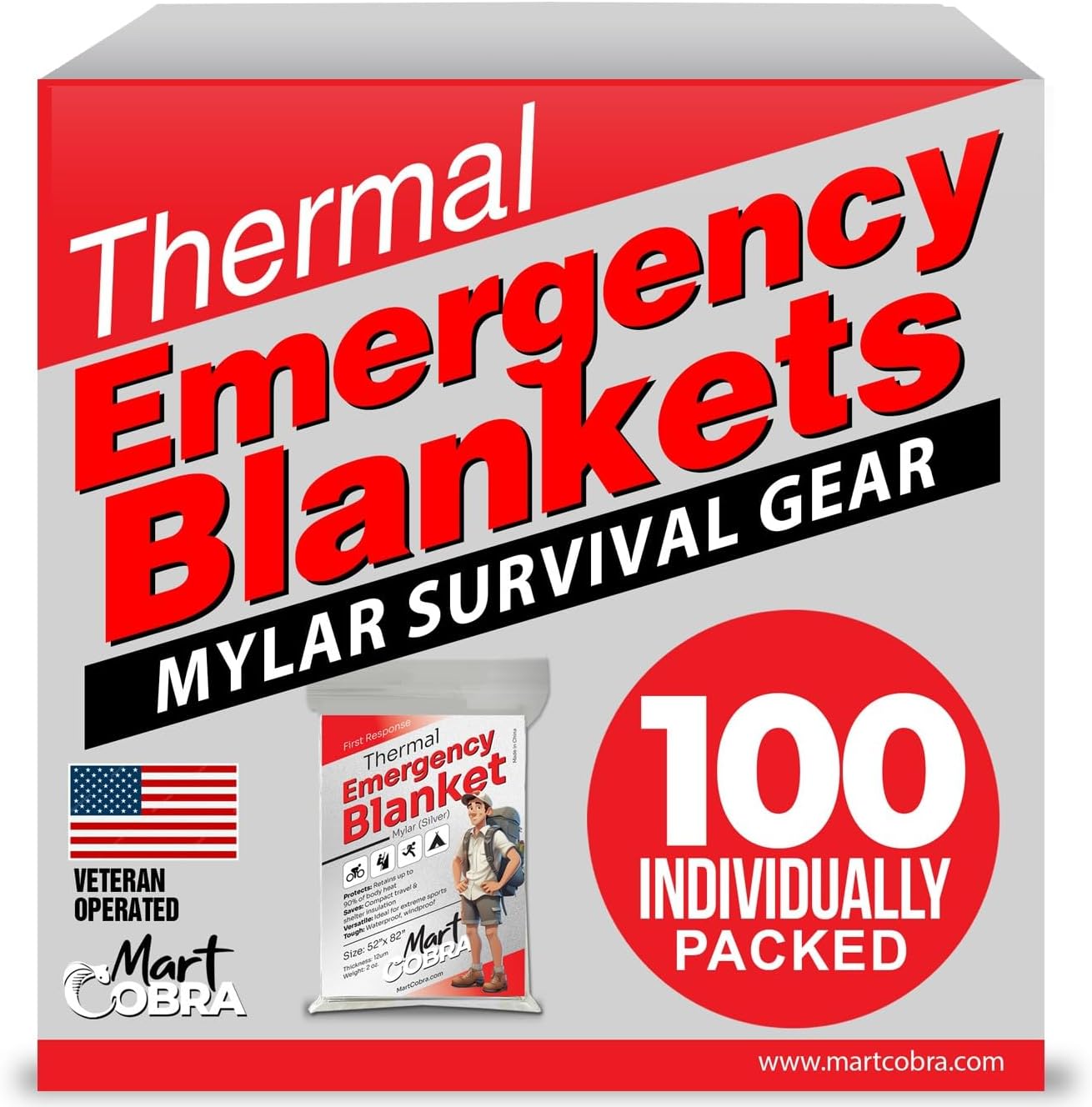 100-Pack Reflective Thermal Bl - Survival Blanket Reflective 评论和价格