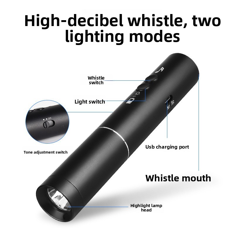 New LED Flashlight Electronic  - Emergency Whistle Loud 评论和价格