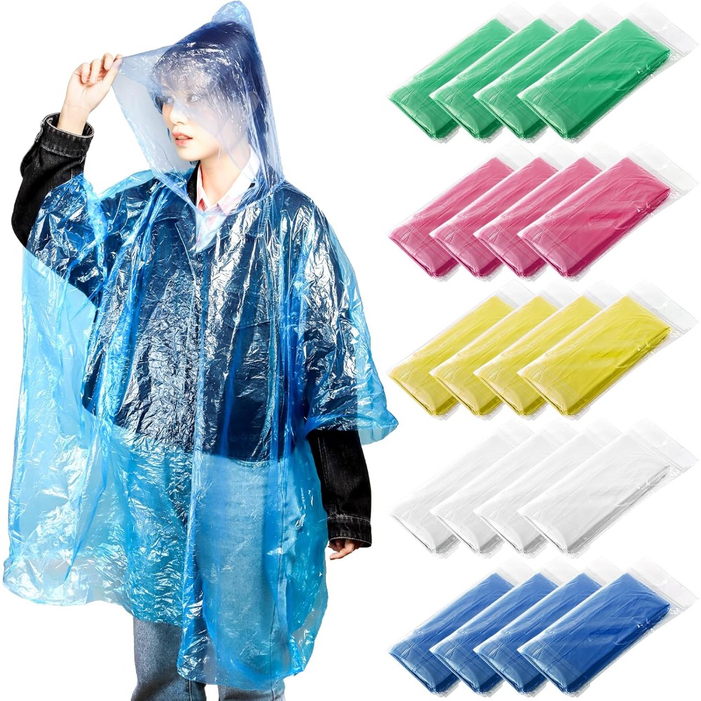20 Pack Disposable Rain Poncho - Emergency Poncho Rain 评论和价格