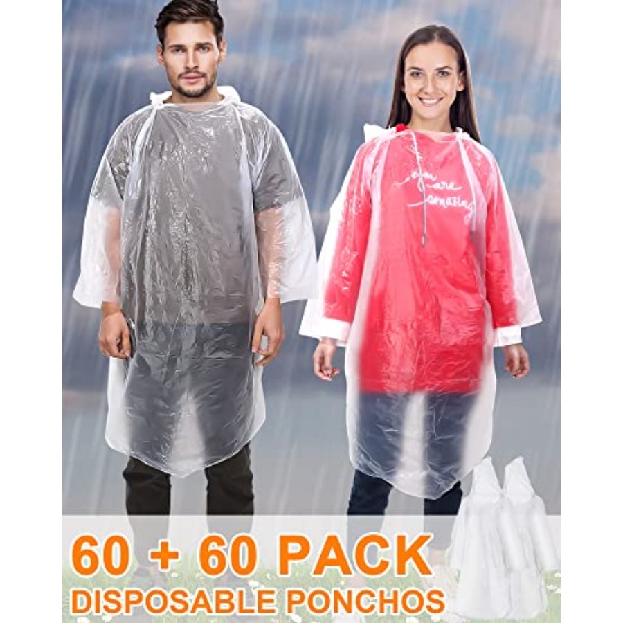 120 Pack Disposable Rain Ponch - Emergency Poncho Rain 评论和价格