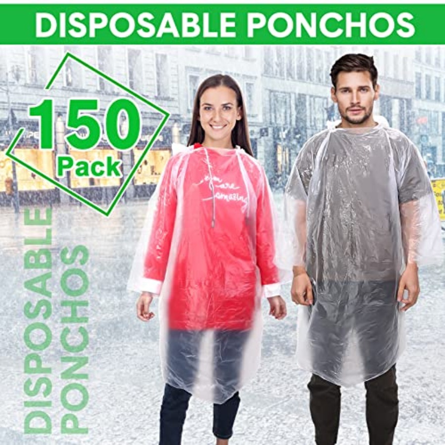 150 Pcs Disposable Rain Poncho - Emergency Poncho Rain 评论和价格
