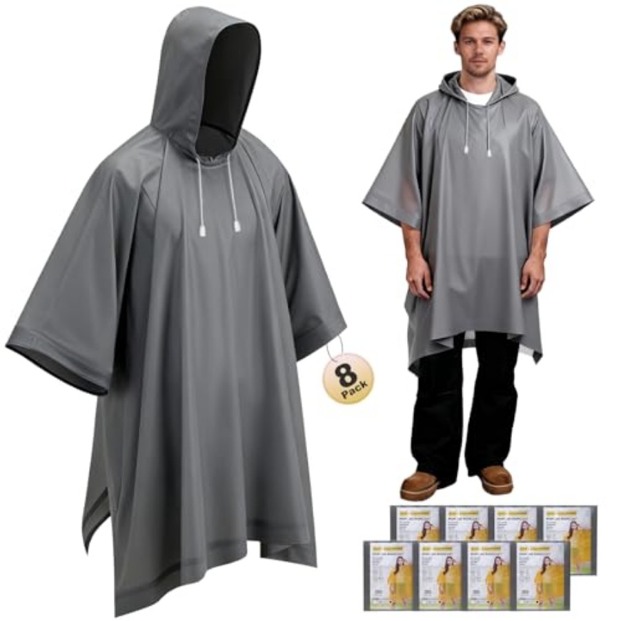 8 Pack Hooded Rain Ponchos for - Emergency Poncho Rain 评论和价格