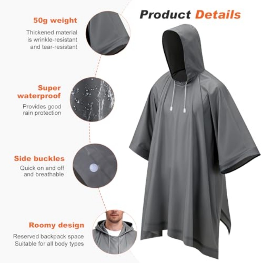 8 Pack Hooded Rain Ponchos for - Emergency Poncho Rain 评论和价格