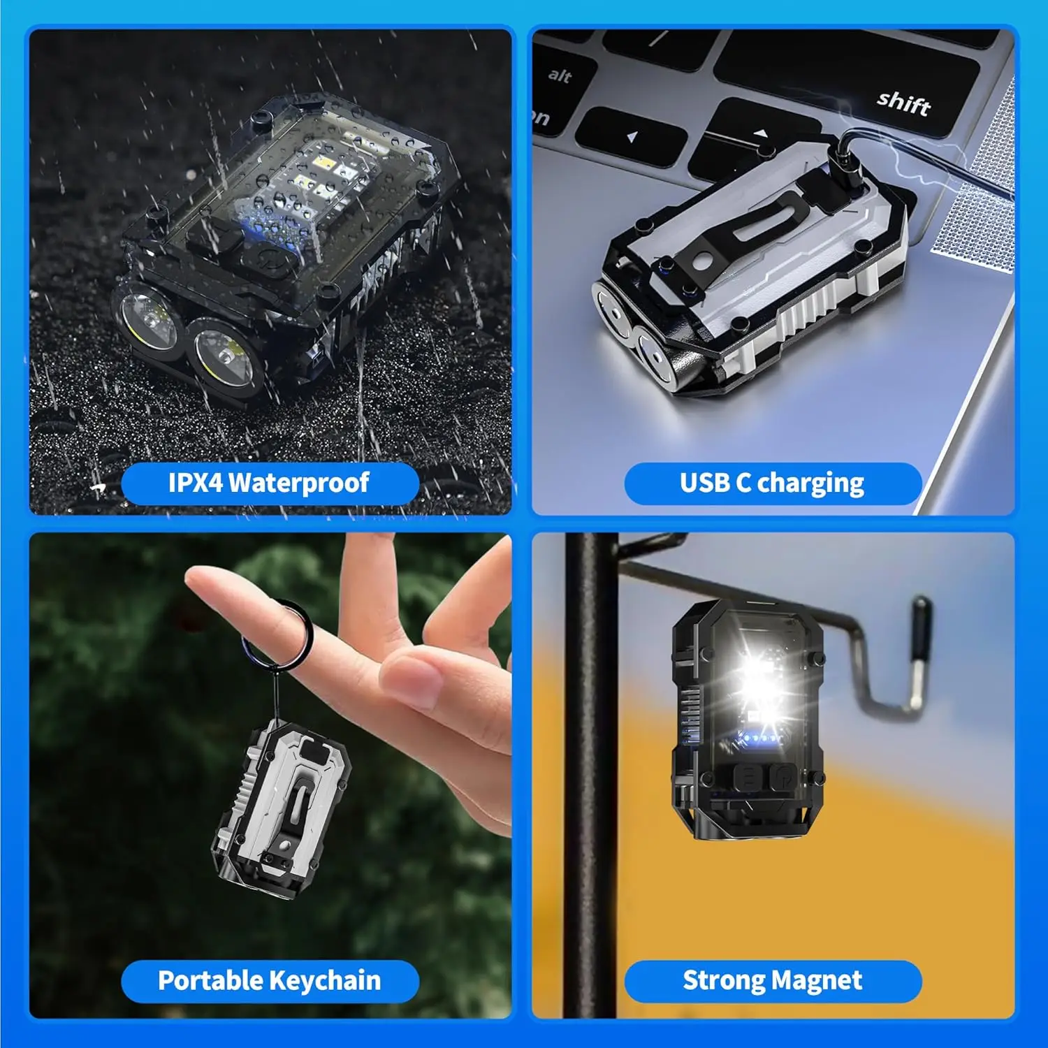 Mini COB Keychain Flashlight,C - Fishing Kit Compact 评论和价格