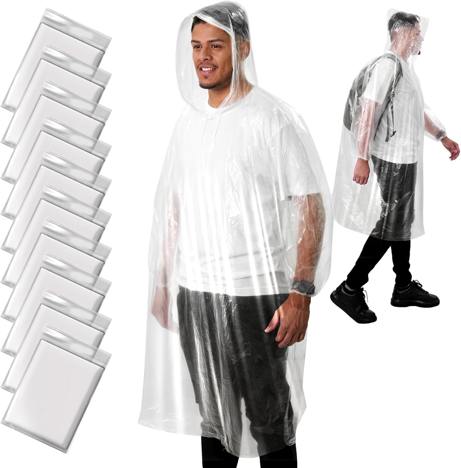 Disposable Rain Poncho for Adu - Emergency Poncho Rain 评论和价格
