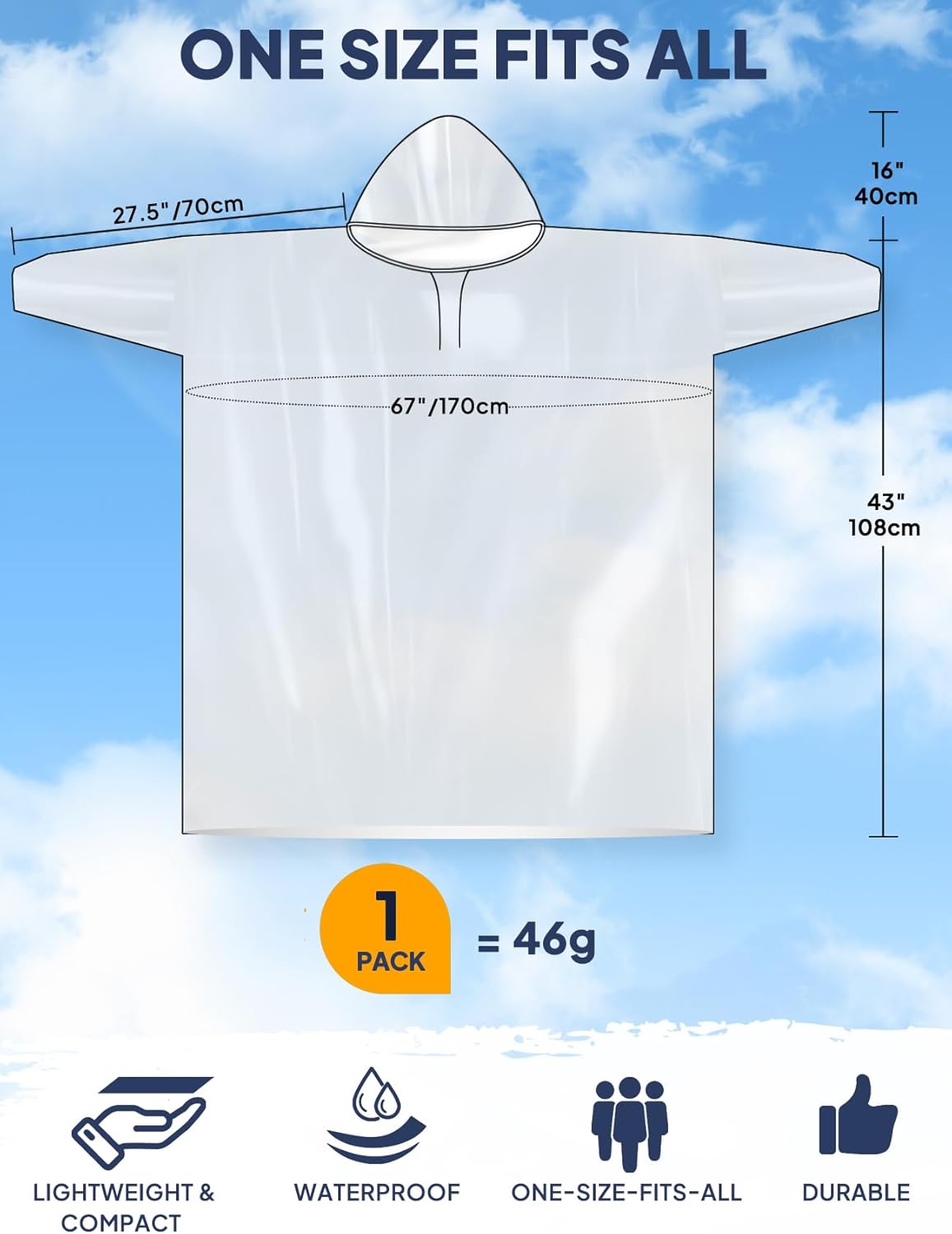 Disposable Rain Poncho for Adu - Emergency Poncho Rain 评论和价格