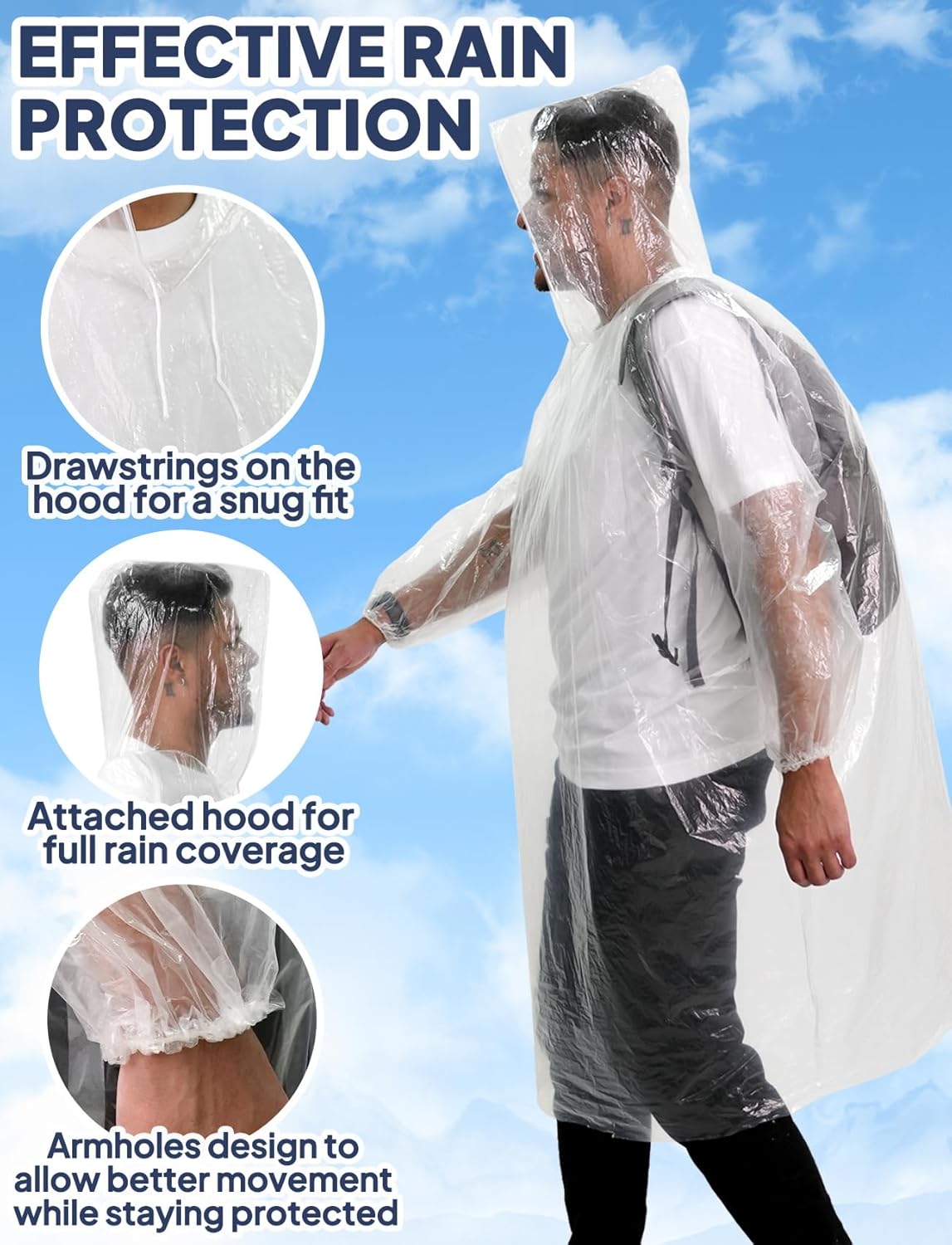 Disposable Rain Poncho for Adu - Emergency Poncho Rain 评论和价格