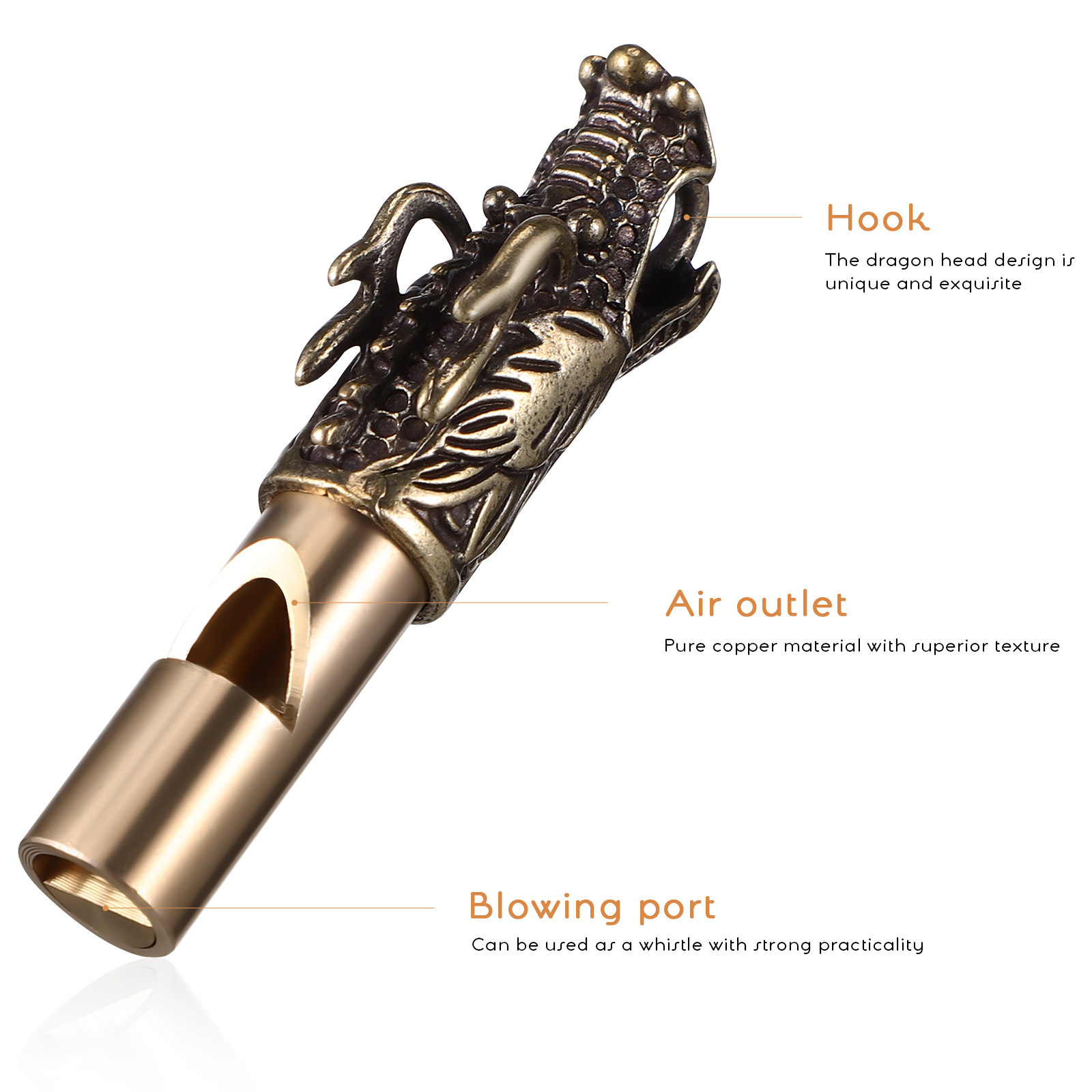 3Pcs Dragon Whistles Brass Vin - Emergency Whistle Loud 评论和价格