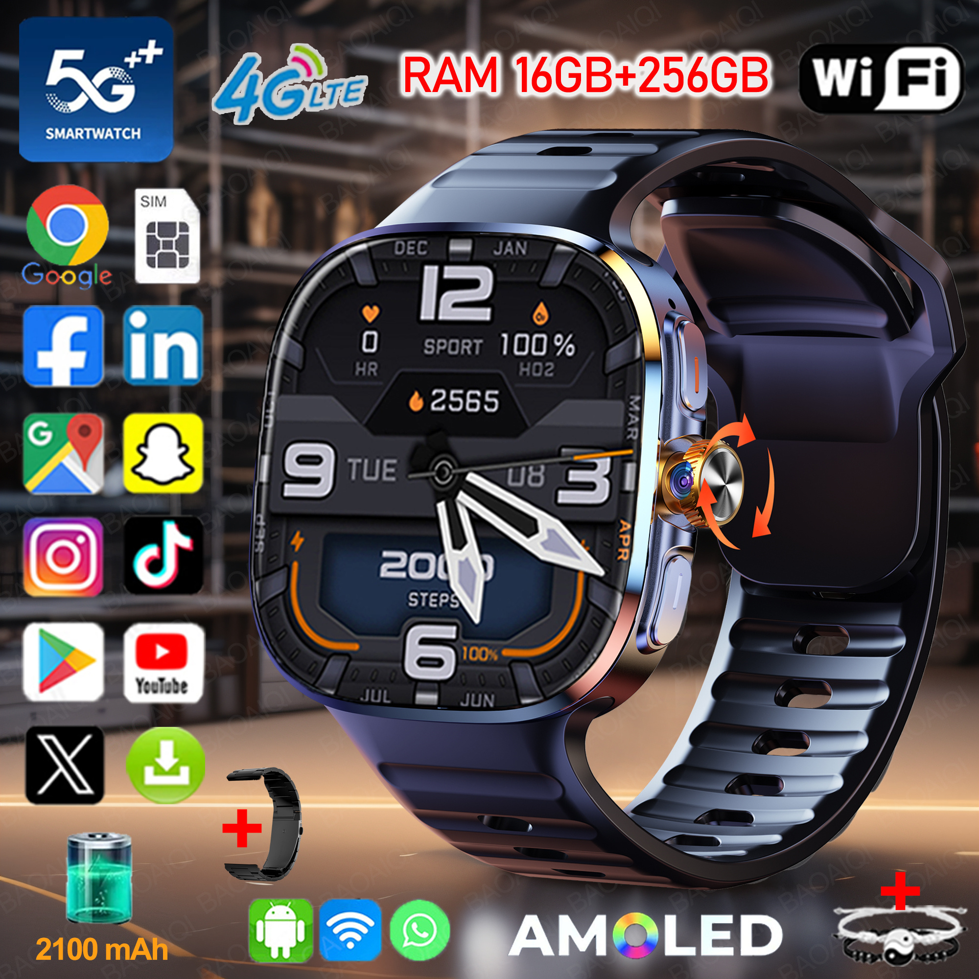 New Large Screen Smartwatch 4G - Compass Lensatic 评论和价格