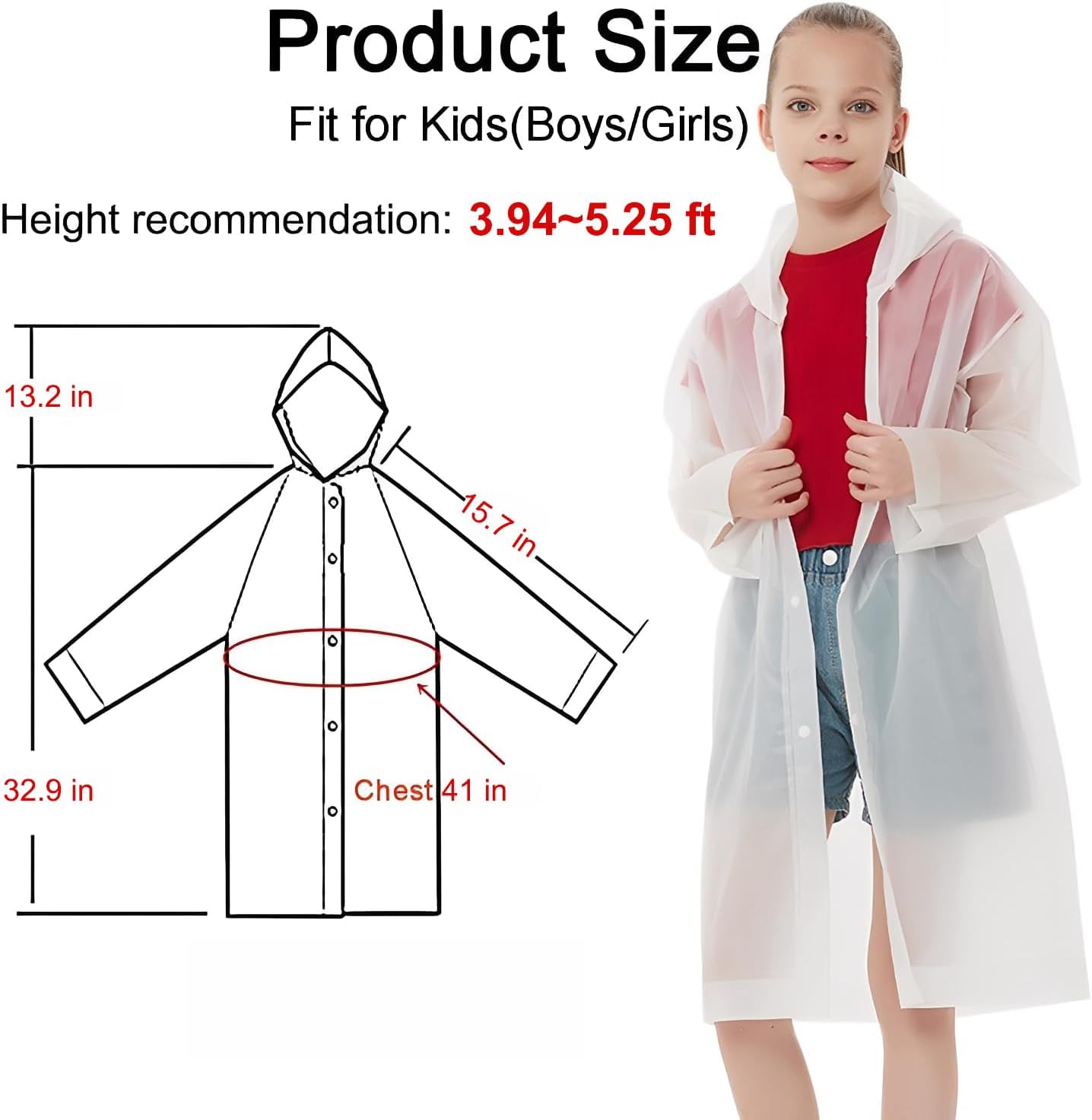 Kids Rain Ponchos Reusable wit - Emergency Poncho Rain 评论和价格