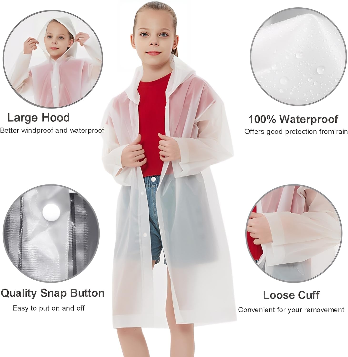 Kids Rain Ponchos Reusable wit - Emergency Poncho Rain 评论和价格