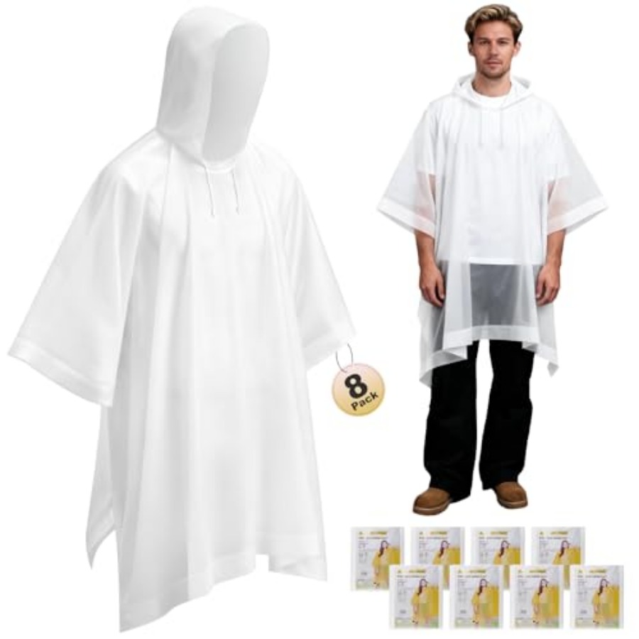8 Pack Hooded Rain Ponchos for - Emergency Poncho Rain 评论和价格