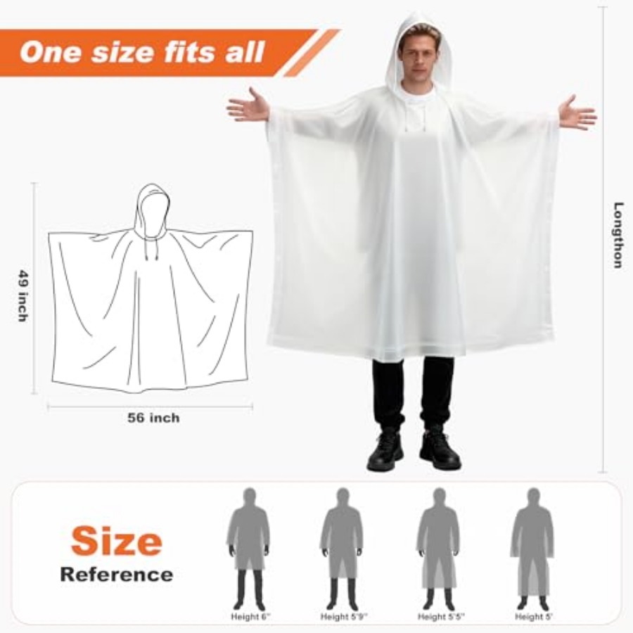 8 Pack Hooded Rain Ponchos for - Emergency Poncho Rain 评论和价格