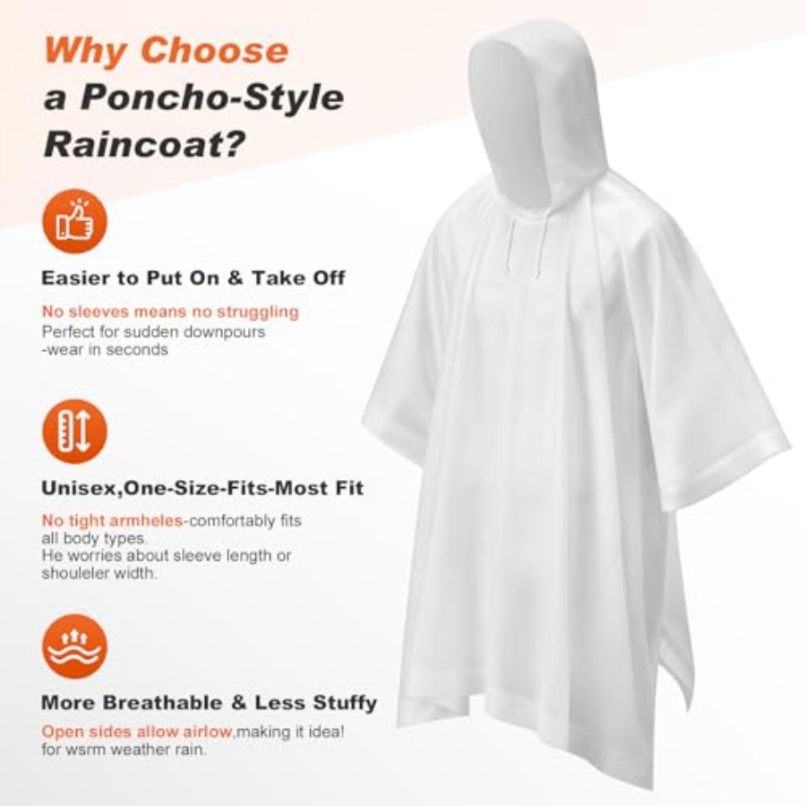 8 Pack Hooded Rain Ponchos for - Emergency Poncho Rain 评论和价格